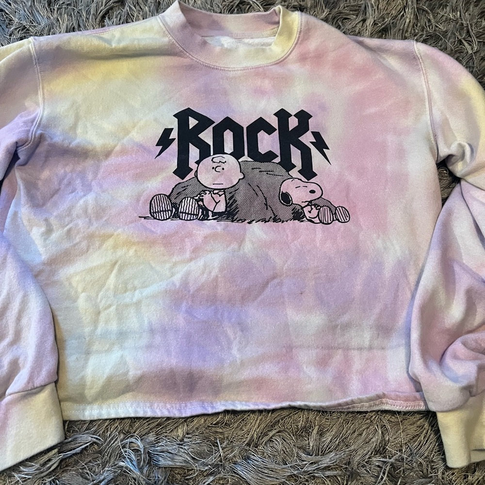 Long Sleeve Tie Dye Peanuts Sweatshirt